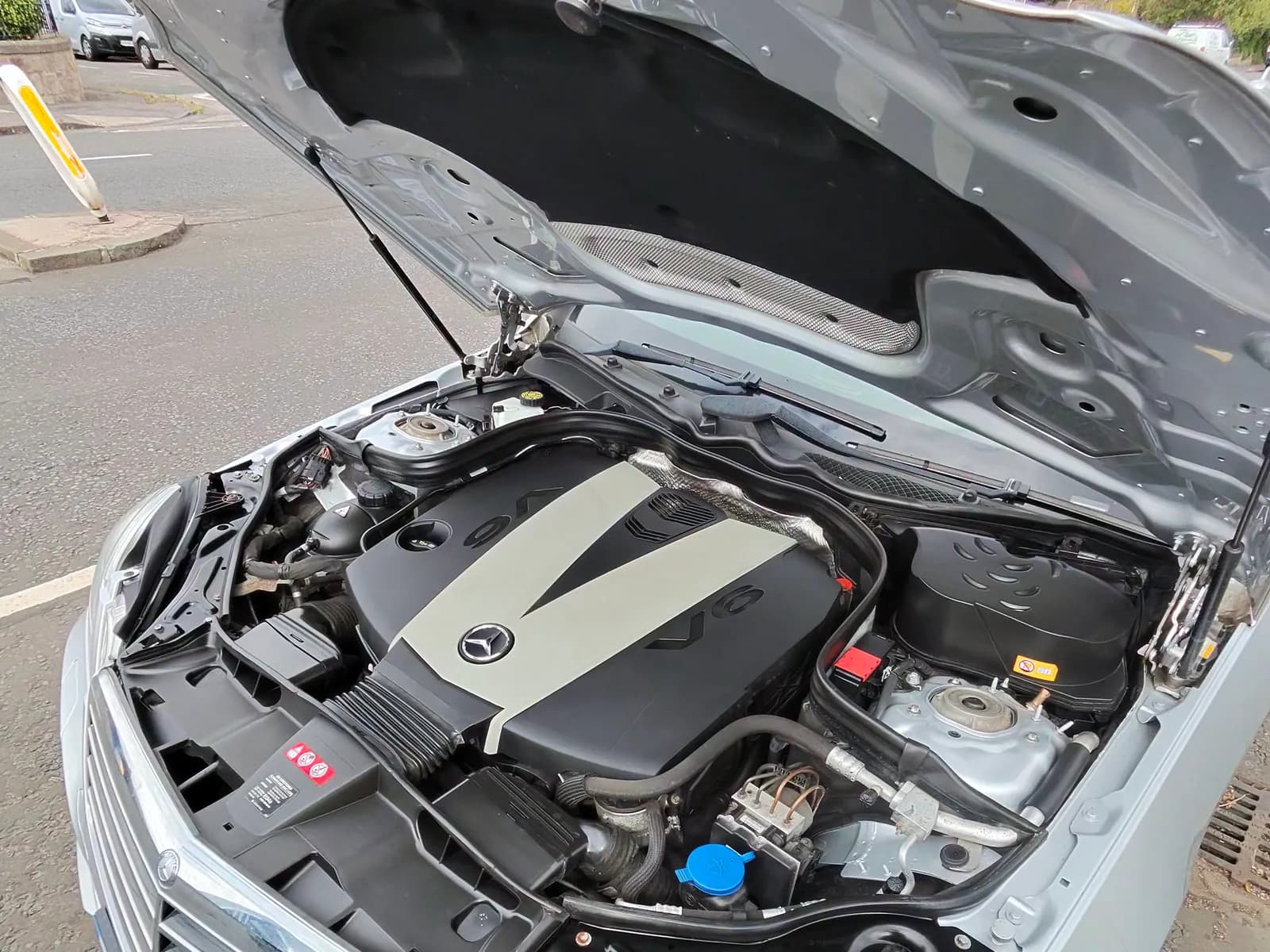 Engine bay cleaning — Mercedes V6 bay cleaned on location in West Lothian